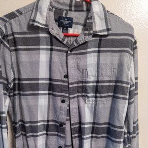 Grey/Black/W LS Button Down Flannel Shirt - AE - S